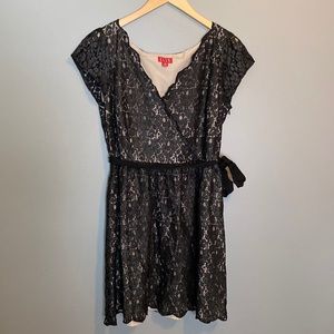 Elle Faux Wrap Dress - Size 14 - Black Lace